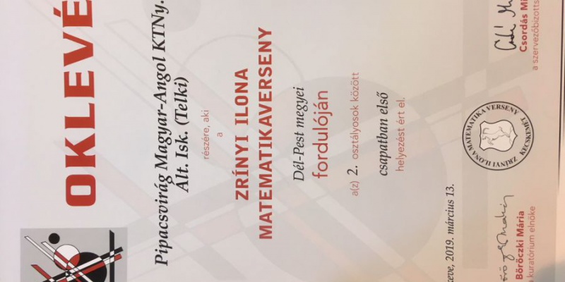 Kiemelkedő eredmény a Zrínyi matekversenyen